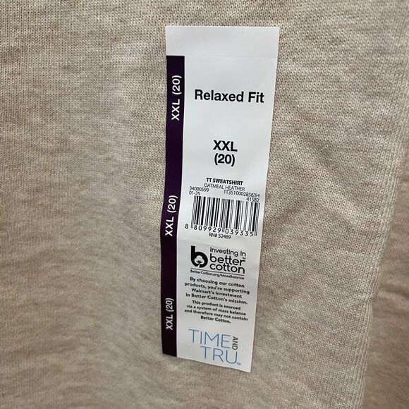 Time And Tru Crewneck pullover Sweatshirt Women’s Size XXL 20 NEW Beige - Picture 3 of 9